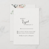 Crème Elegant Blush Bloemen Bruiloft RSVP (Voorkant / Achterkant)