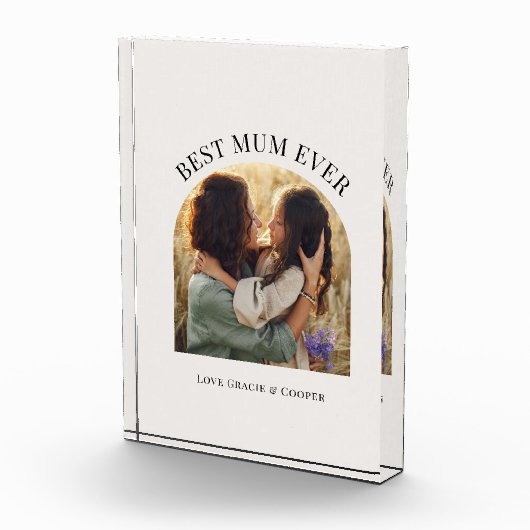 Crème elegante boog foto typografie beste mama (Rechts)