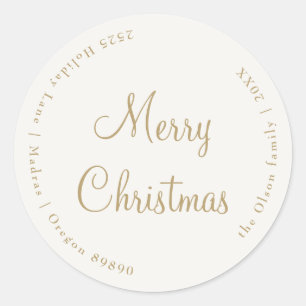 Crème Elegante Minimalistische Kerst Envelop Afdic Ronde Sticker
