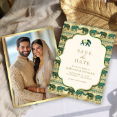 Crème Emerald Gold Elephant Indian Trouwfoto Save The Date