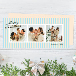 Crème en Blauwe Chic Verticale Strepen 3 Foto