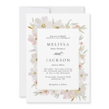 Crème en Blush Waterverf Bloemen Wedding