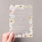 Crème en Blush Waterverf Flower Wedding Uitnodigen Acryl Uitnodigingen (Insitu (Draagbaar))