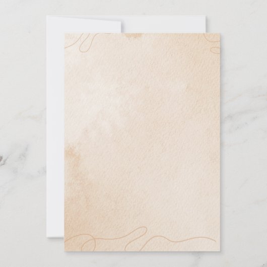 Crème en Bruin Bloemen Waterverf Save the Date Kaart (Achterkant)