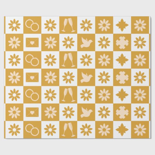 Crème en Bruin Geometrische Stijl in Huwelijk Cadeaupapier (Vlak)