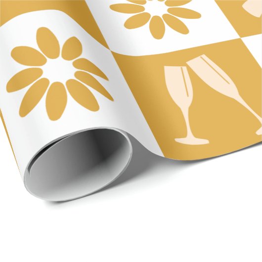 Crème en Bruin Geometrische Stijl in Huwelijk Cadeaupapier (Rol Hoek)