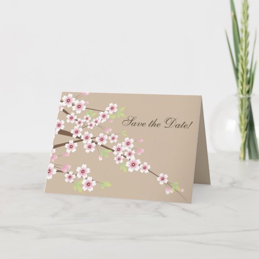Crème en Cherry Blossom Sla de datum op Aankondiging (Voorkant)