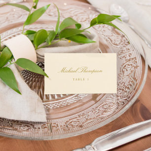 Crème en Goud Elegante Trouwkaarten Plat