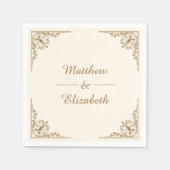 Crème en Goud Trouwpapier Servet (Voorkant)