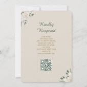 Crème en Gouden Bloementak Moslim bruiloft QR-code Kaart (Achterkant)