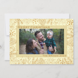 Crème en Gouden Foliage Kerstmis Kaart
