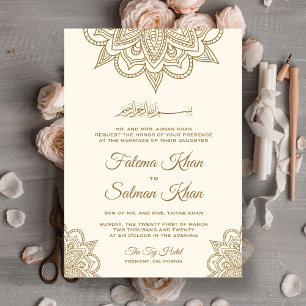 Crème en Gouden Henna Mehndi Islamitische Moslim B Kaart