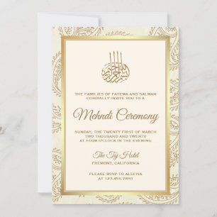 Crème en Gouden Paisley Islamitische Mehndi Ceremo Kaart