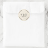 Crème en Grijs | Bruiloft Klassiek Monogram Ronde Sticker (Tas)