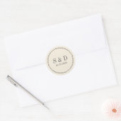 Crème en Grijs | Bruiloft Klassiek Monogram Ronde Sticker (Envelop)