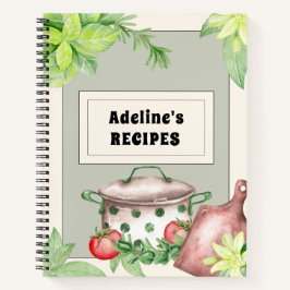 Crème en Groen Vulbaar Receptenboek Notitieboek