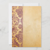  crème en Lila Damask Wedding Kaart (Achterkant)