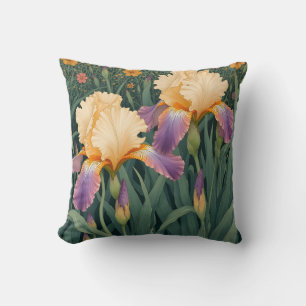 Crème en Paarse iris Kussen