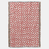 Crème en rode Abstracte lijn patroon Deken (Voorkant Verticaal)