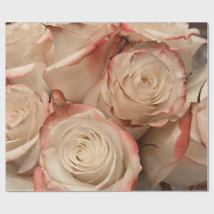 Crème en Rode Getipte Rozen Matglanzend Inpakpapie Cadeaupapier