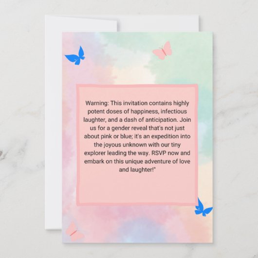 Crème en roze minimalistische Geslacht onthullen u Kaart (Achterkant)