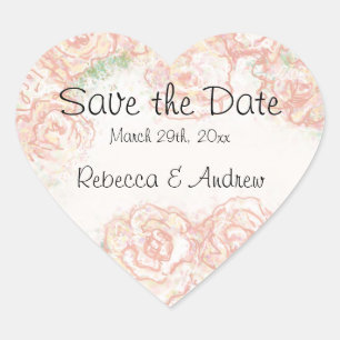 Crème en Roze Rozen Bewaar de Date Sticker