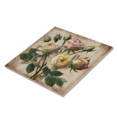 crème en roze rozenboeket tegeltje (Zijkant)