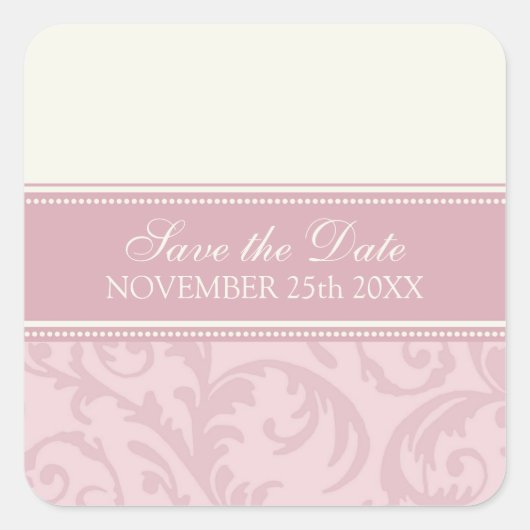 Crème en Roze Save the Date Envelope Seal Vierkante Sticker (Voorkant)