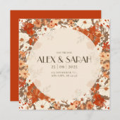 Crème en Rust  Bloemen Bewaar de Datum Kaart (Voorkant / Achterkant)