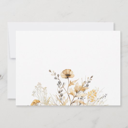 Crème en Sage Wildflower bruiloft Kaart (Achterkant)