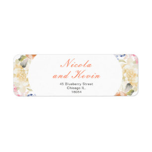 Crème en Sinaasappel Bloemen bruiloft Etiket