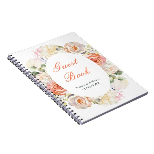 Crème en Sinaasappel  Bloemen bruiloft Notitieboek (Rechterzijde)