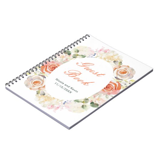 Crème en Sinaasappel  Bloemen bruiloft Notitieboek (Linkerzijde)