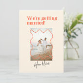 Crème en Sinaasappel Eenvoudige Moderne Huwelijksu Kaart (Staand voorkant)