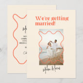 Crème en Sinaasappel Eenvoudige Moderne Huwelijksu Kaart (Voorkant / Achterkant)