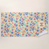 Crème en Snoep Summer Pattern Monogram Strandlaken (Voorkant)