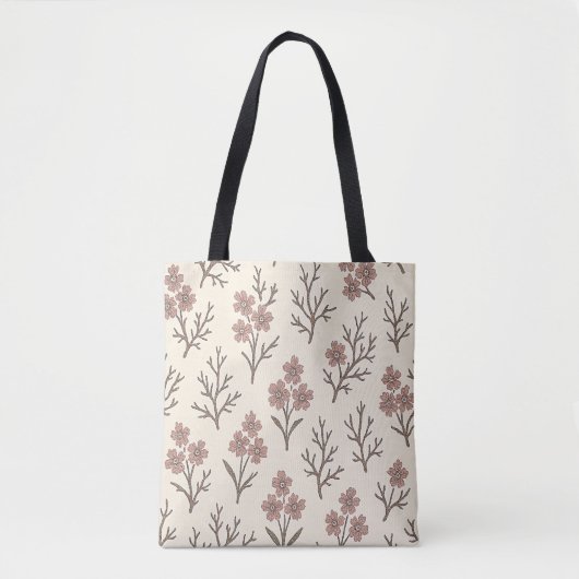 Crème en stoffige Roos Canvas tas (Voorkant)