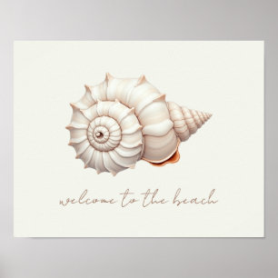 Crème en Taan Kust Zeeschelp Persoonlijk Poster