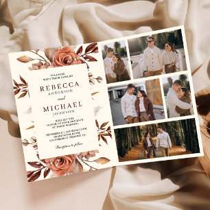 Crème en Terracotta Bloemencode QR Wedding