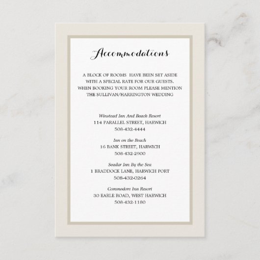 Crème en Wit | Accommodaties Informatiekaartje (Voorkant)