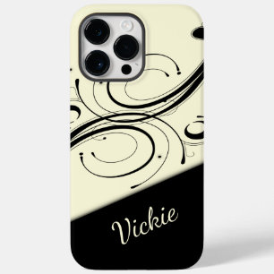 Crème en Zwarte Scroll Accent Persoonlijk Case-Mate iPhone 14 Pro Max Hoesje