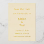 Crème Enregistrer la date Gold Foil Invitation (Recto)