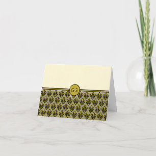 Crème et cartes de Gold Fleur De Lis Monogrammable