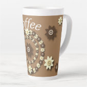 Crème et... Chocolat Brown floral latte Mug (Angle droit)