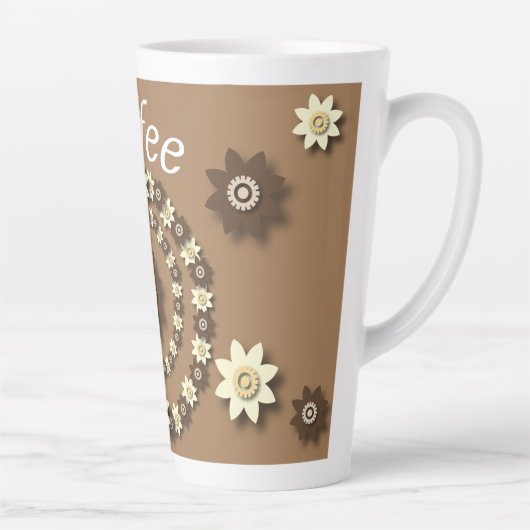 Crème et... Chocolat Brown floral latte Mug (Droite)