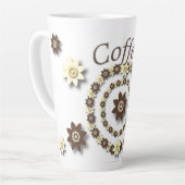 Crème et... Chocolat Brown floral latte Mug (Angle gauche)