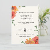 Crème et Faire-part de mariage florale verte (Debout devant)