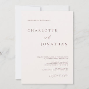 Crème et Faire-part de mariage mauve bohème modern