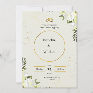 Crème et Faire-part de mariage vert