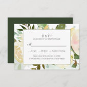 Crème et Hunter menu vert option mariage rsvp (Devant / Derrière)